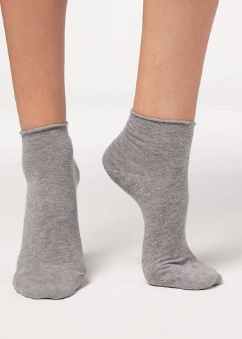 Calcetines Calzedonia Cuffless Corta in Algodon rosa Mujer Gris | CL2397UT