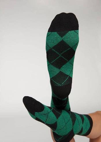 Calcetines Calzedonia Diamond-Pattern Cashmere Corta Mujer Negras Verde | CL2405NB