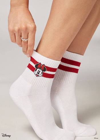 Calcetines Calzedonia Disney Minnie Mouse Corta Deporte Mujer Blancas | CL2420PQ