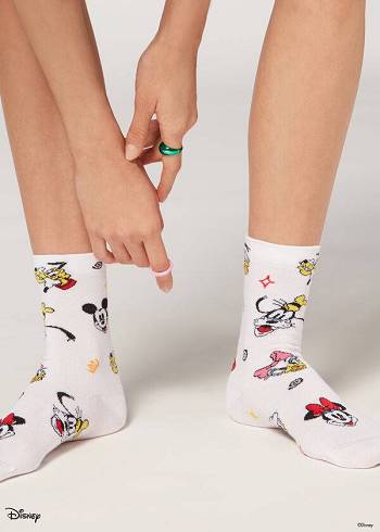 Calcetines Calzedonia Disney Patterned Corta Mujer Blancas | CL2423UT