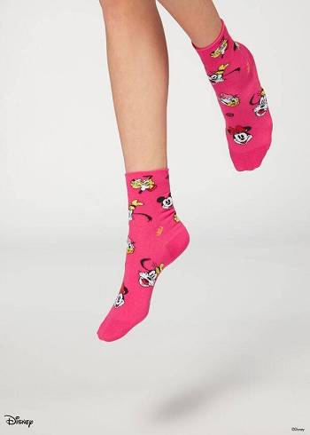 Calcetines Calzedonia Disney Patterned Corta Mujer Rosas | CL2426RW