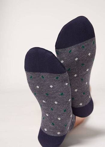 Calcetines Calzedonia Dot-Pattern Corta Mujer Azules | CL2428WY