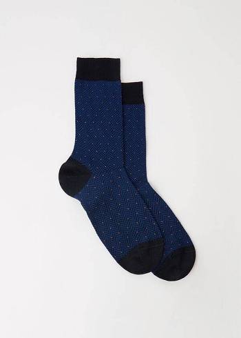 Calcetines Calzedonia Geometric Pattern Crew Hombre Azules | CL2852MA