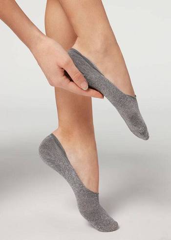Calcetines Calzedonia Glitter Algodon Invisible Mujer Gris | CL2209WY