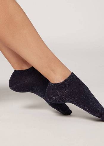 Calcetines Calzedonia Glittery No-Show pop Mujer Azules | CL2293IS