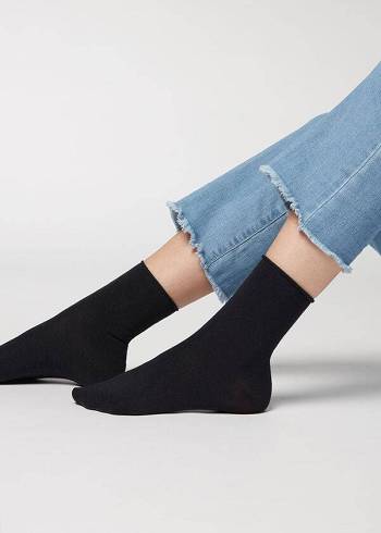 Calcetines Calzedonia Lana and Algodon Corta Mujer Azules | CL2558WY