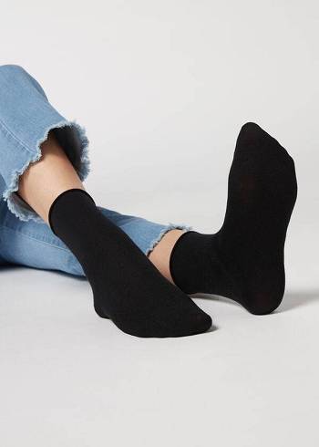 Calcetines Calzedonia Lana and Algodon Corta Mujer Negras | CL2559QZ