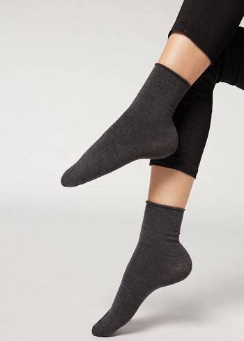 Calcetines Calzedonia Lana and Algodon Corta Mujer Gris | CL2560MA
