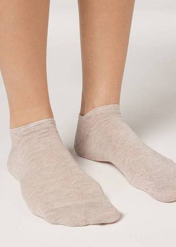 Calcetines Calzedonia Linen and Viscose No-show Mujer Beige | CL2295PQ
