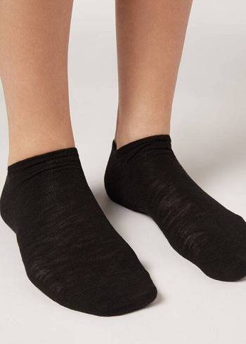 Calcetines Calzedonia Linen and Viscose No-show Mujer Negras | CL2296AP