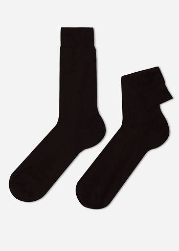 Calcetines Calzedonia Lisle Thread Crew Hombre Marrones | CL2804XF