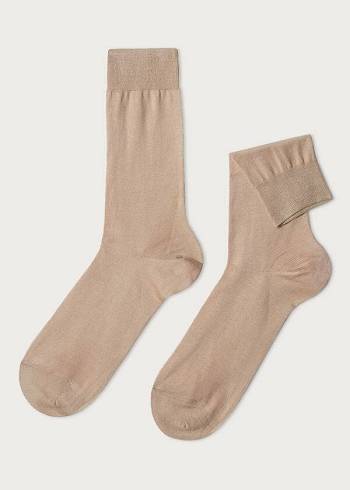 Calcetines Calzedonia Lisle Thread Crew Hombre Beige | CL2807KI