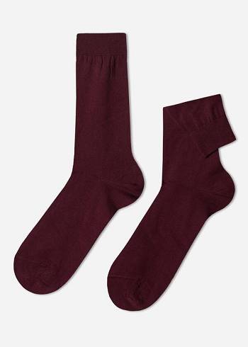 Calcetines Calzedonia Lisle Thread Crew Hombre Burdeos | CL2809HK