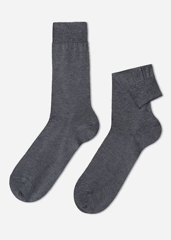 Calcetines Calzedonia Lisle Thread Crew Hombre Gris | CL2810GL