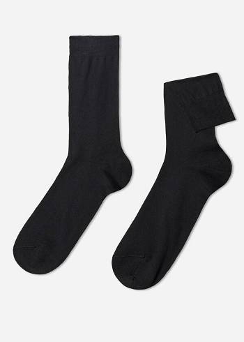 Calcetines Calzedonia Lisle Thread Crew Hombre Negras | CL2811FM