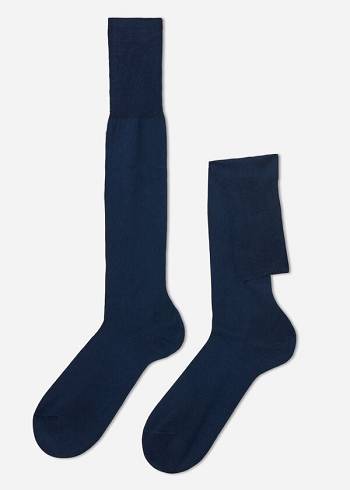 Calcetines Calzedonia Lisle Thread Long Hombre Azul Marino | CL2765HK