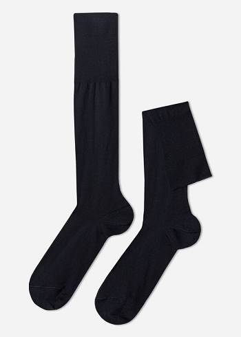 Calcetines Calzedonia Lisle Thread Long Hombre Azules | CL2766GL