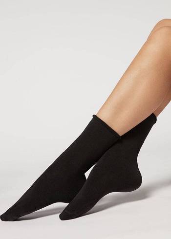 Calcetines Calzedonia Long Thermal Algodon Mujer Negras | CL2248GL