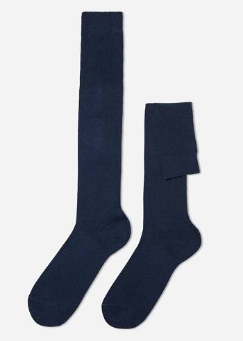 Calcetines Calzedonia Long with Cashmere Hombre Azul Marino | CL2786DN