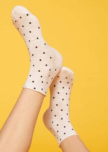 Calcetines Calzedonia Polka Dot Motif Corta with Linen Mujer Blancas | CL2468FM