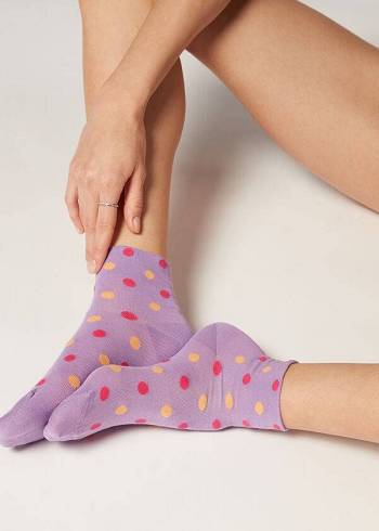 Calcetines Calzedonia Polka Dot Pattern Corta Mujer Moradas | CL2472PQ
