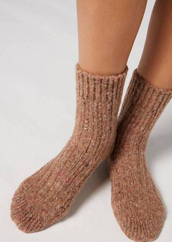 Calcetines Calzedonia Soft Corta House Mujer Marrones | CL2537VD