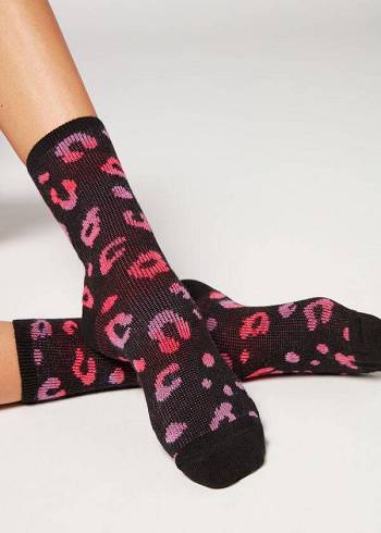 Calcetines Calzedonia Spotted Cashmere Corta Mujer Negras Rosas | CL2540ZG