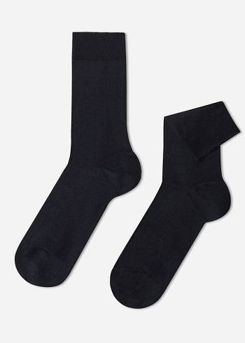 Calcetines Calzedonia Stretch Algodon Crew Hombre Azules | CL2815PQ