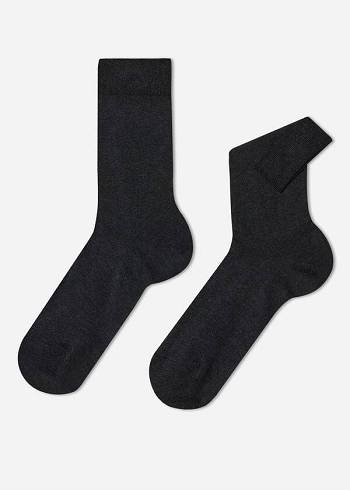 Calcetines Calzedonia Stretch Algodon Crew Hombre Gris | CL2816OR