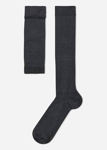 Calcetines Calzedonia Stretch Algodon Long Hombre Gris | CL2773IS
