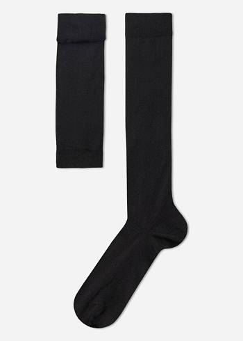 Calcetines Calzedonia Stretch Algodon Long Hombre Negras | CL2774UT