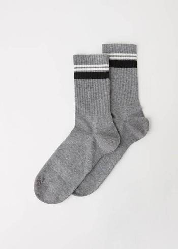 Calcetines Calzedonia Stripe Motif Crew Hombre Gris | CL2871NB