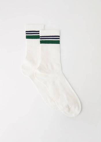 Calcetines Calzedonia Stripe Motif Crew Hombre Blancas | CL2872BC