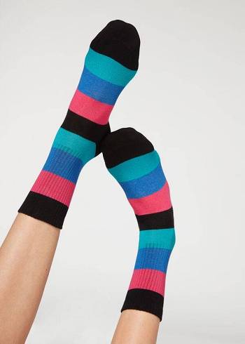 Calcetines Calzedonia Stripe Patterned Corta Mujer Negras | CL2541LH