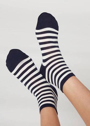 Calcetines Calzedonia Stripe Patterned Corta Mujer Azules | CL2546FM