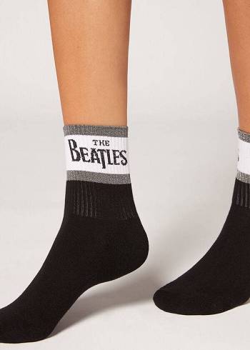 Calcetines Calzedonia The Beatles Logo Corta Mujer Negras | CL2550PQ