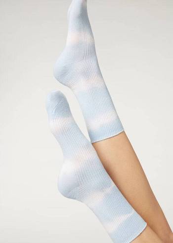 Calcetines Calzedonia Tie Dye Patterned Corta Mujer Azules | CL2551OR