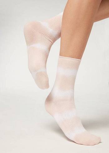 Calcetines Calzedonia Tie Dye Patterned Corta Mujer Rosas | CL2552IS