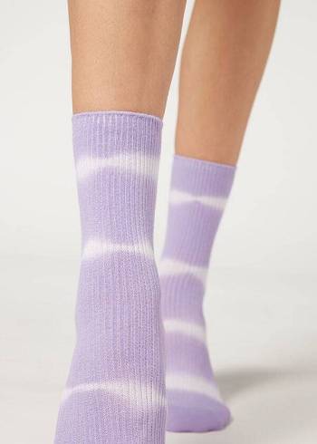 Calcetines Calzedonia Tie Dye Patterned Corta Mujer Moradas | CL2553UT