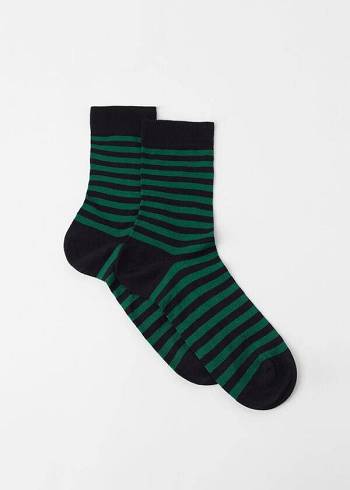 Calcetines Calzedonia Two-Tone A Rayas Crew Hombre Verde | CL2877LH