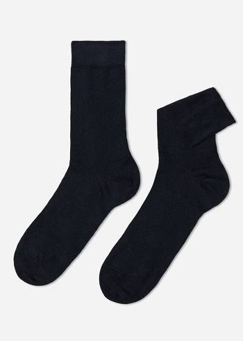 Calcetines Calzedonia Warm Algodon Crew Hombre Azules | CL2825MA