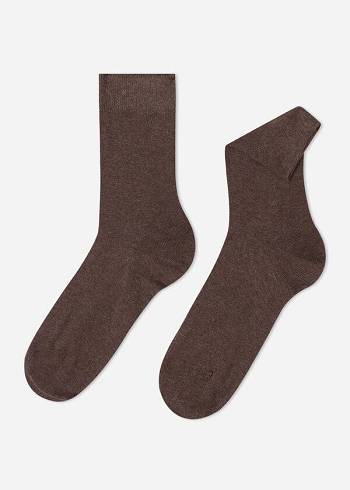 Calcetines Calzedonia Warm Algodon Crew Hombre Marrones | CL2846YU