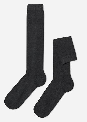 Calcetines Calzedonia Warm Algodon Long Hombre Gris Azules | CL2779WY
