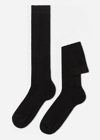 Calcetines Calzedonia Warm Algodon Long Hombre Negras | CL2780QZ