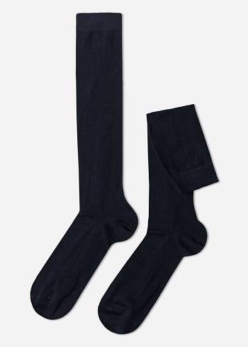 Calcetines Calzedonia Warm Algodon Long Hombre Azules | CL2782NB