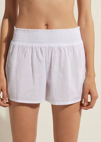 Cubrirlos Calzedonia Algodon Shorts Mujer Blancas | CL2124XF