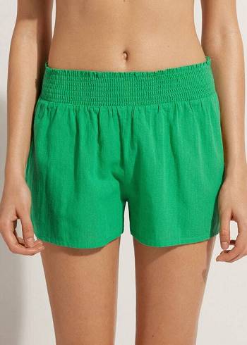 Cubrirlos Calzedonia Algodon Shorts Mujer Verde | CL2126VD