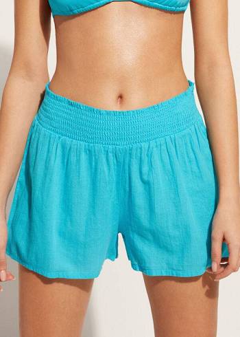 Cubrirlos Calzedonia Algodon Shorts Mujer Turquesa Verde | CL2127BC