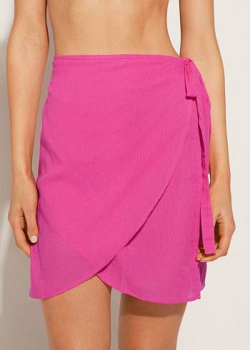 Cubrirlos Calzedonia Corta Wrap Sarong Mujer Rosas | CL2144GL