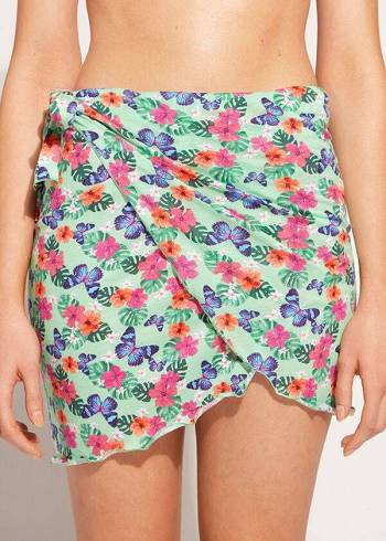 Cubrirlos Calzedonia Corta Wraparound Sarong Mujer Azules | CL2145HK